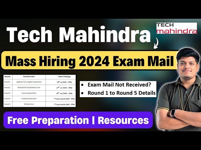 Tech Mahindra 2024  Hiring Exam Mail | Round 1 to Round 5 Details | Free Preparation, Exam Pattern