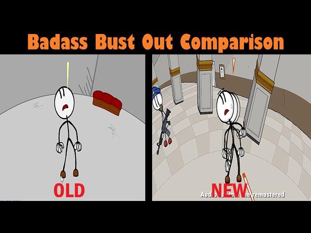 Henry Stickmin OLD vs New - Badass Bust Out vs Badass Ending comparison (Escaping the Prison)