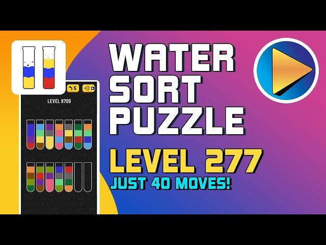 Water Sort Puzzle Level 277 Walkthrough [40 Moves!]