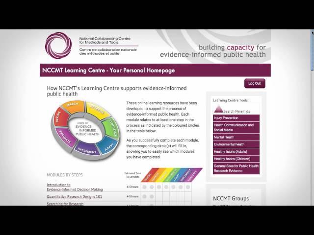 NCCMT tutorial: How to Use the Learning Centre