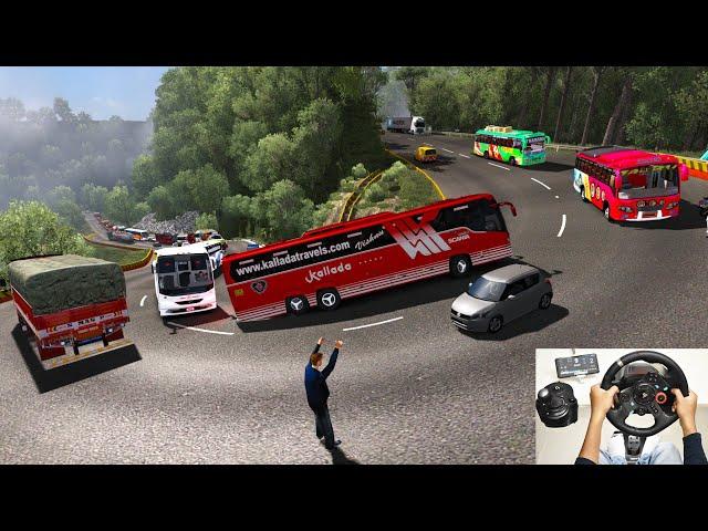 Scania Bus Driving With Steering wheel + Gear Shifter | Euro truck simulator 2 with bus mod