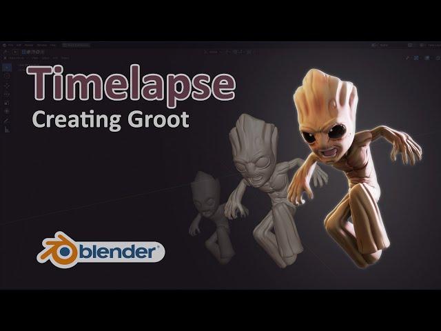 Blender Timelapse | Creating Groot (Modeling, Basic Rigging, Sculpting, Texturing)