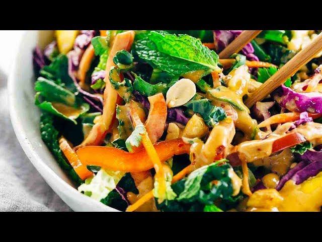 Crunchy Thai Salad with Creamy Peanut Dressing