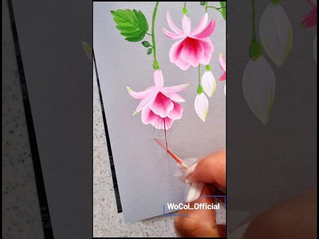 Fuchsia Flowe onestroke painting #art #paintingeasy #wocol #paintingtechniques #onestrokepainting