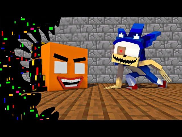 Eyx Sonic VS Corrupted Annoying Orange FNF "SLICED" - Sonic and Tails dancing | Minecraft Animation