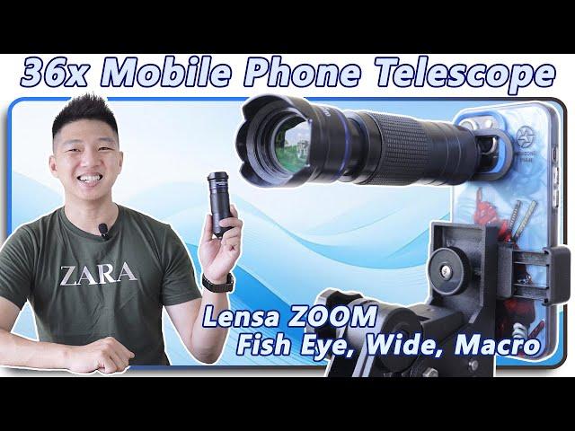 PAKET 3in1!! 36x MOBILE TELEPHOTO LENS dapet Fish Eye, Wide, dan Macro - Unboxing & Review