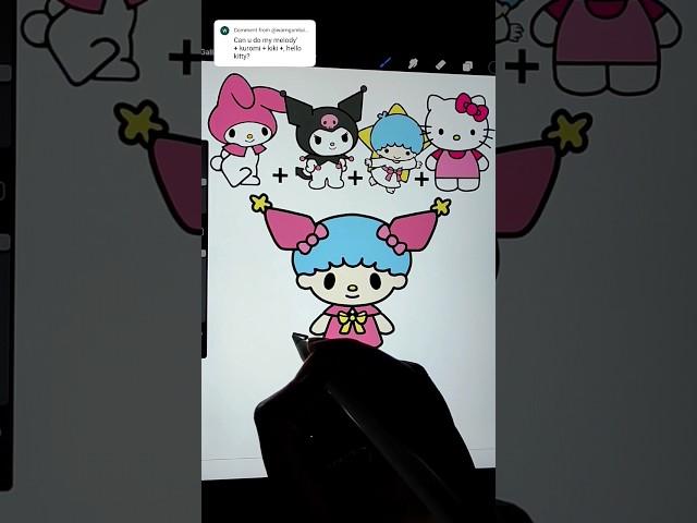 My melody + kuromi + Kiki + Hello kitty  #mymelody #kuromi #hellokitty #sanrio #cute #kawaii #art