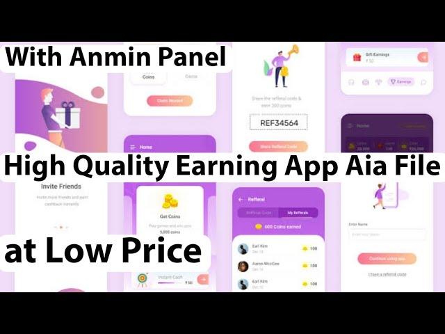 High Quality Earning App Aia File With Admin Panel | Task Earning App Aia Kodular, Niotron, Low Cost