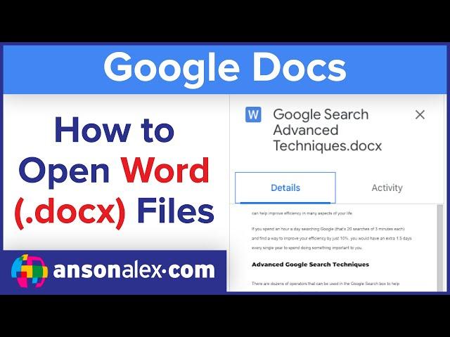 How to Open a Word Document in Google Docs Tutorial