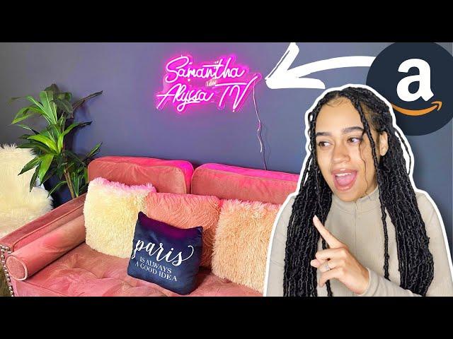 AMAZON CUSTOM ACRYLIC NEON SIGN UNBOXING & REVIEW + HOME DECOR SHOP WITH ME | Samantha Alyssa TV