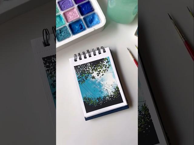 Blue sky painting / Himi Gouache #shortvideo #aesthetic #shortsviral #art #gouache #artshorts