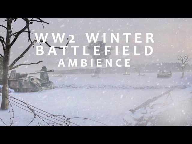 WW2 Winter Battlefield Ambience ASMR - Blizzard and Distant Battle Sounds