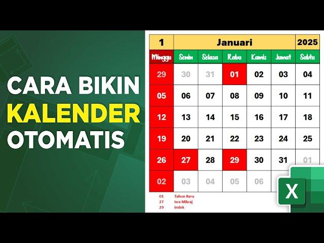 cara cepat buat kalender 2025 otomatis di excel | LENGKAP dengan libur dan cuti bersama