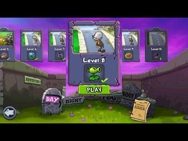 PLANTS VS ZOMBIES - DAY level 8 - ADVENTURE 2 - gameplay