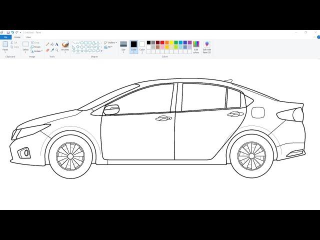 How to draw Honda City Car in Computer using Ms Paint | Car Drawing Tutorial.