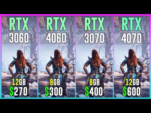 RTX 3060 vs RTX 4060 vs RTX 3070 vs RTX 4070 - Test in 12 Games