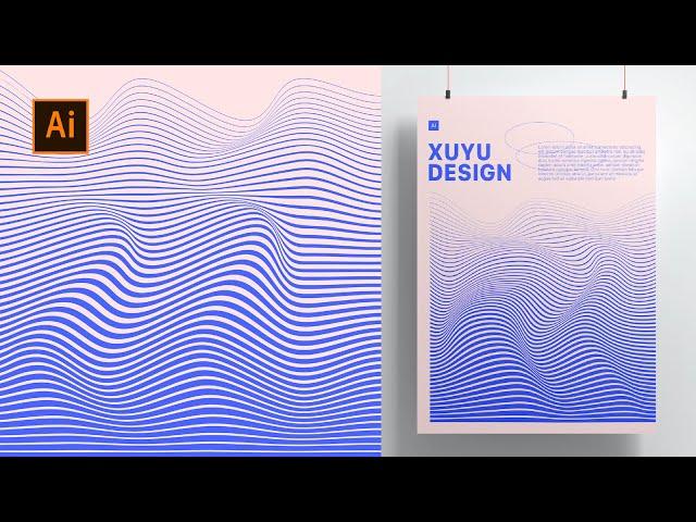 Lines Wave Style Poster Graphic Design Tutorial With Adobe Illustrator || Adobe Illustrator Tutorial