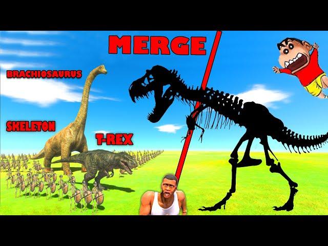 I Merged T-REX SKELETON and BRACHIOSAURUS to Create SKELETON REX Animal Revolt Battle Sim SHINCHAN