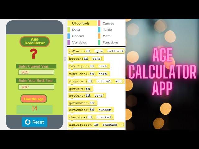 how to create Age calculator in app lab of code.org.