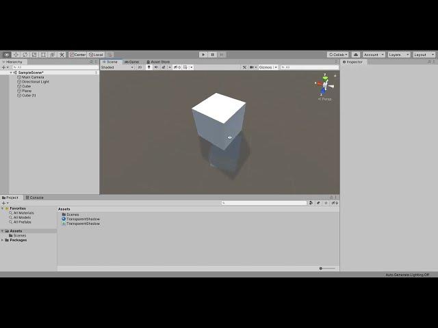 Unity test - Casting shadows to an invisible plane (for VR/AR)