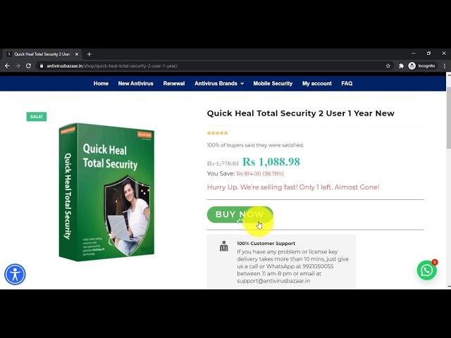 How to buy Quick Heal Total Security 2 User 1 Year New within 60 seconds from Antivirus Bazaar