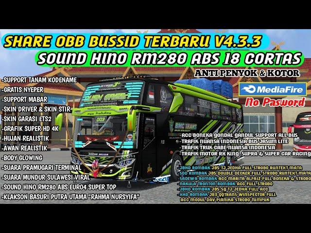 SHARE OBB BUSSID TERBARU V4.3.3‼️SOUND HINO RM280 ABS 18 CORTAS ANTI PENYOK/KOTOR