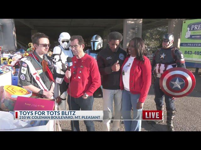 North Charleston Mayor live on News 2 Toys for Tots blitz