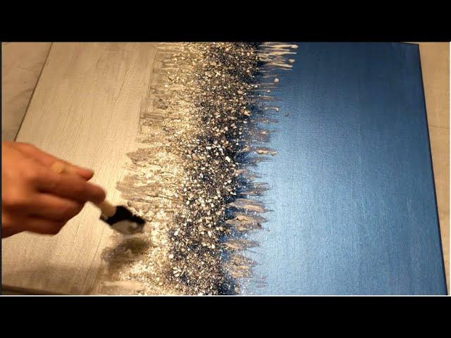 DIY Blue and Silver Glitter Wall Art || Crushed Glass Wall Art