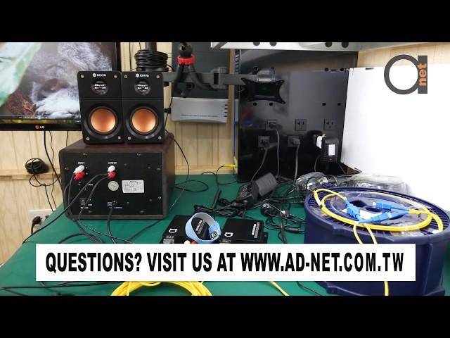 RCA Audio Over Fiber Converter | Extender - L+R 2 channel Plug-n-Play Installation Example