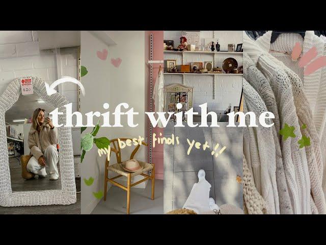 THRIFT WITH ME VLOG for aesthetic fashion & homewares + try on haul