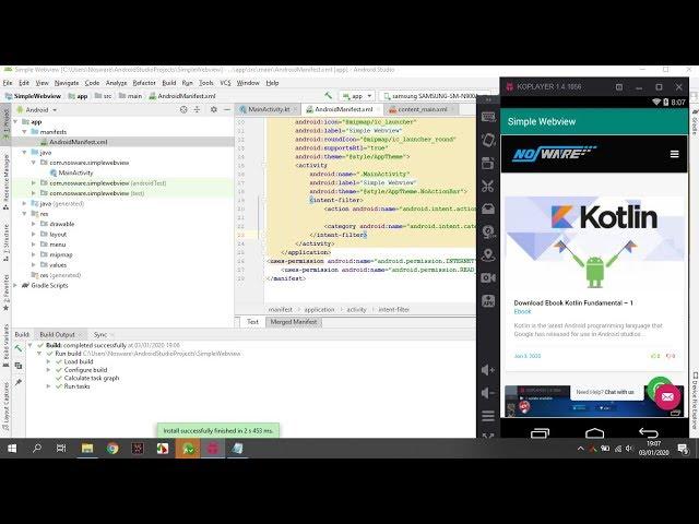 Create Simple WebView Kotlin Android Studio