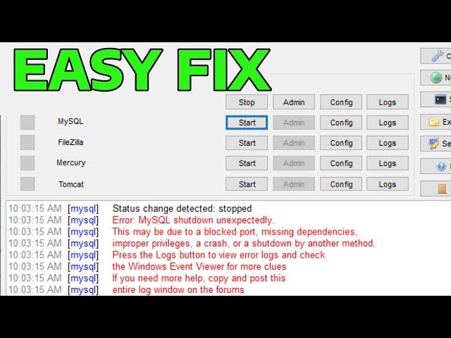 How To Fix MySQL Shutdown Unexpectedly XAMPP Error