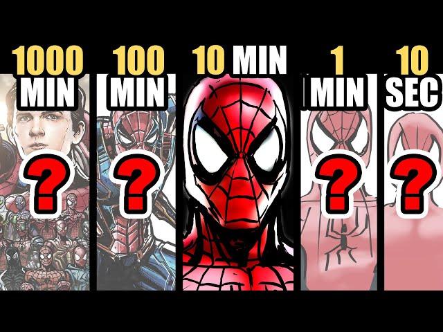 Drawing SPIDER-MAN in 1000 Min | 100 Min | 10 Min | 1 Min | 10 Seconds CHALLENGE!