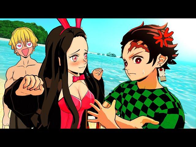 Tanjiro com CIUMES da Nezuko na Praia do Demon Slayer Vr