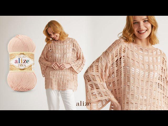 Tunisian Crochet Stitch Blouse with Alize Diva