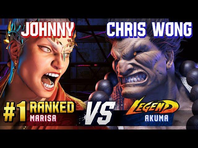 SF6 ▰ JOHNNY (#1 Ranked Marisa) vs CHRIS WONG (Akuma) ▰ High Level Gameplay