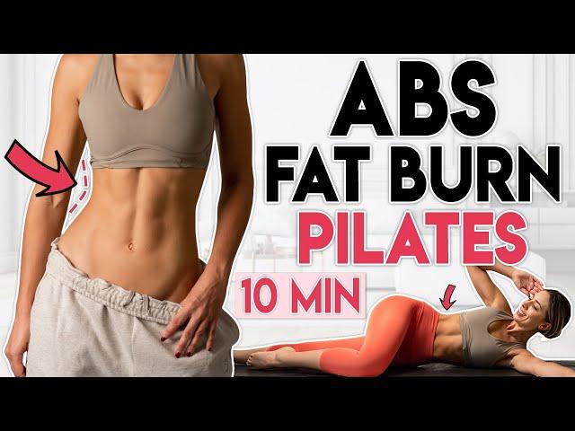 ABS FAT BURN PILATES WORKOUT  Tone & Sculpt a Flat Stomach | 10 min