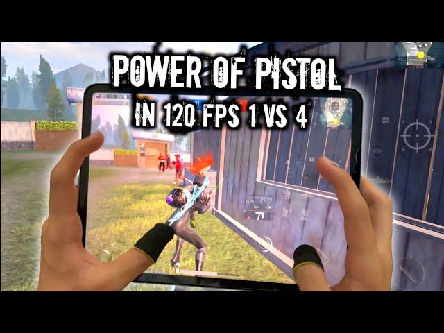 THE POWER OF PISTOL IM 120 FPS | 1 VS 4 AGAINST CONQUEROR AND M4 GLACIER PLAYERS | PUBG MOBILE