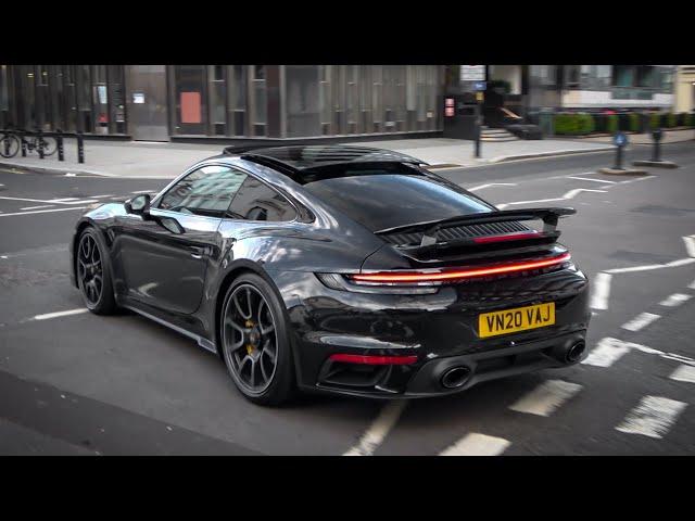 Porsche 992 Turbo S invasion in London + Acceleration sound!