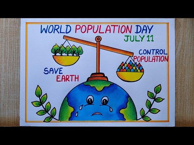 World Population Day drawing easy| World population day poster drawing| Control population Drawing