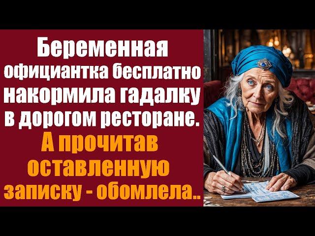 Беременная официантка бесплатно накормила гадалку в дорогом ресторане.А прочитав оставленную записку