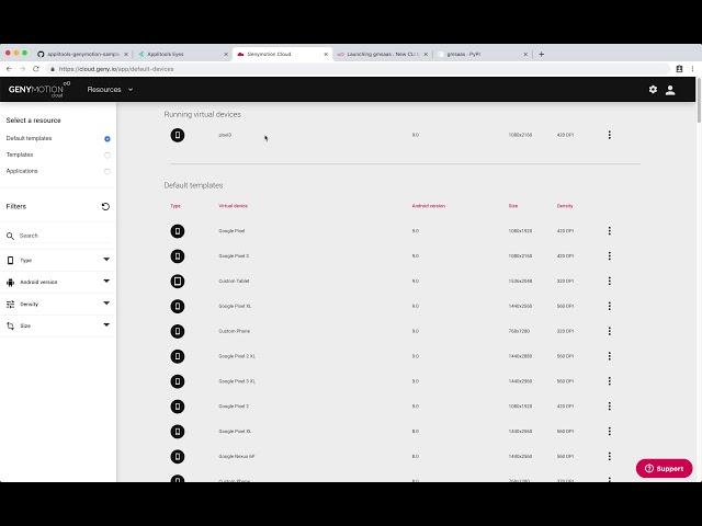 3  Instantiate Android devices in Genymotion Cloud