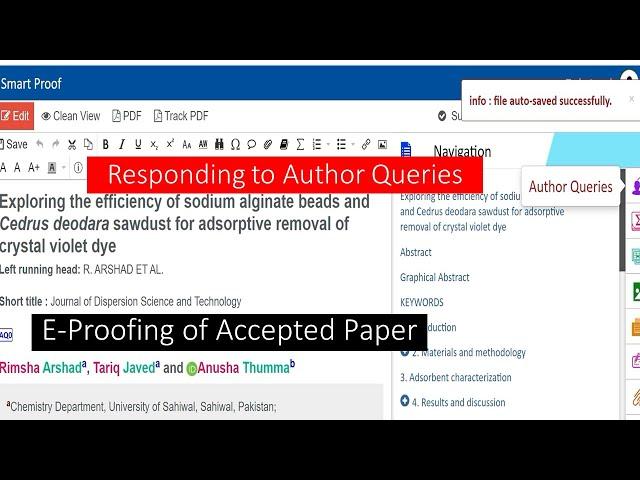 Submitting PDF Proof to Journal | Author Queries | e-Proofing of Accepted Paper | Young Researchers