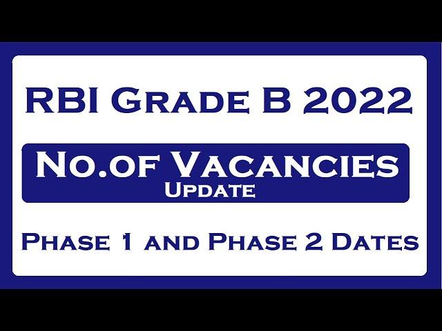 RBI Grade B 2022: Number of Vacancies and Exam Dates.