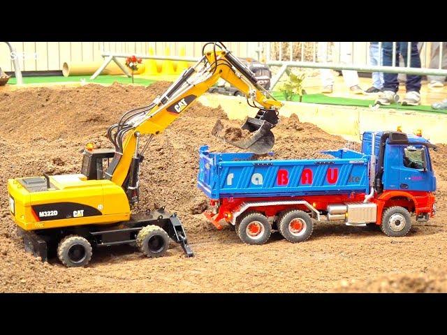 RC CONSTRUCTION MODELS & RC TRUCKS IN MOTION! CAT MOBILE EXCAVATOR!
