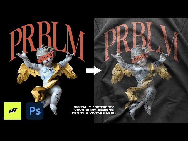 How To Digitally DISTRESS Your Streetwear Shirt Designs | Photoshop Tutorial (+FREE DOWNLOADS)