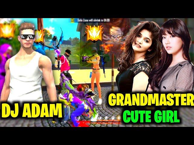 Grandmaster Cute Girl Challenge Me For 1 vs 3 Costom  Dj Adam Vs 3 Pro Girl || Garena Free Fire