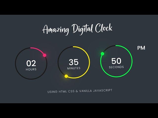 Amazing Working Digital Clock using Html CSS SVG & Javascript | Simple Javascript Project