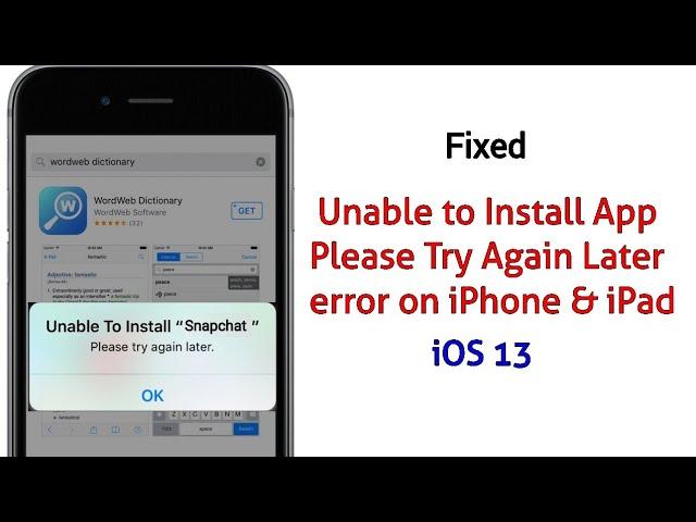 Fixed - Unable to Install App Please Try Again later error message on iPhone & iPad in iOS 13/13.4