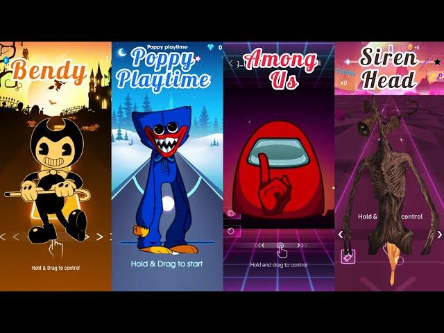 Bendy - Poppy Playtime - Among Us - Siren Head | Tiles Hop - Beat Roller - Smash Color - Beat Shot